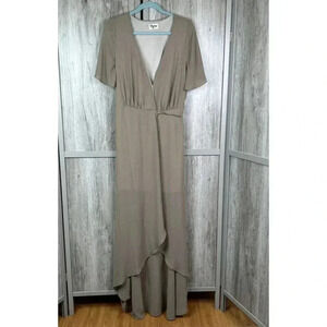 Show Me Your Mumu Maxi Dress Sophia Wrap Nude V Neckline Sz L